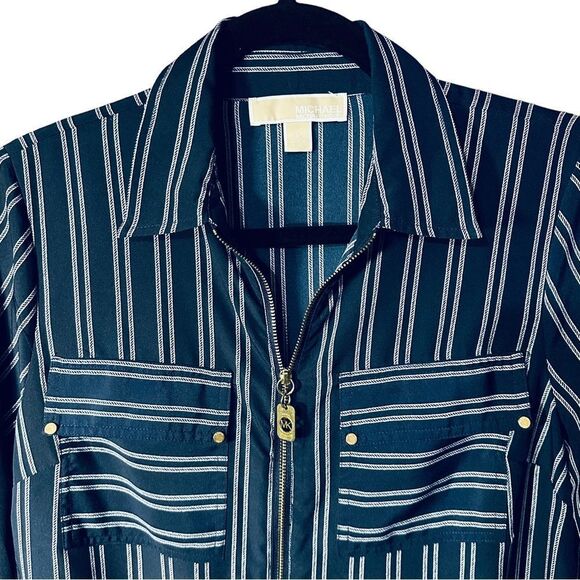 Michael Kors Blue & White Long Sleeve Top Sz S - Picture 4 of 6